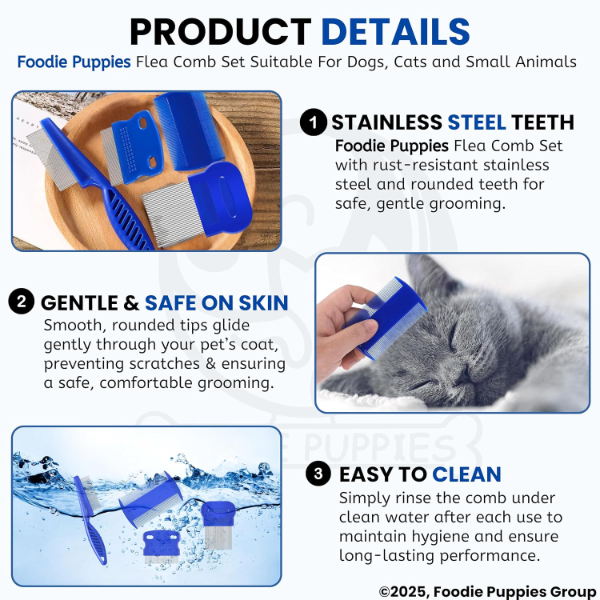 Double sided pet flea comb with rounded teeth