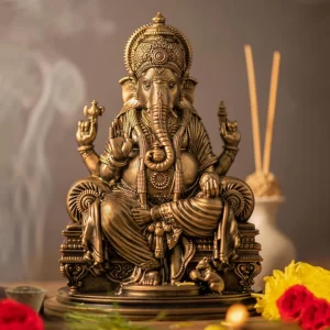 Handmade Ganesha idol 1 foot statue with detailed traditional features for home decor display