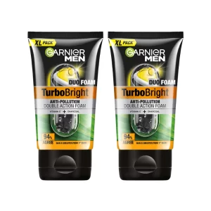 Garnier Men TurboBright Face Wash with charcoal and clay for brighter looking skin and daily cleansing