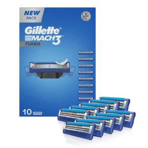 Gillette Mach3 Turbo Blades replacement shaving cartridges with enhanced lubrication for comfortable men's shaving
