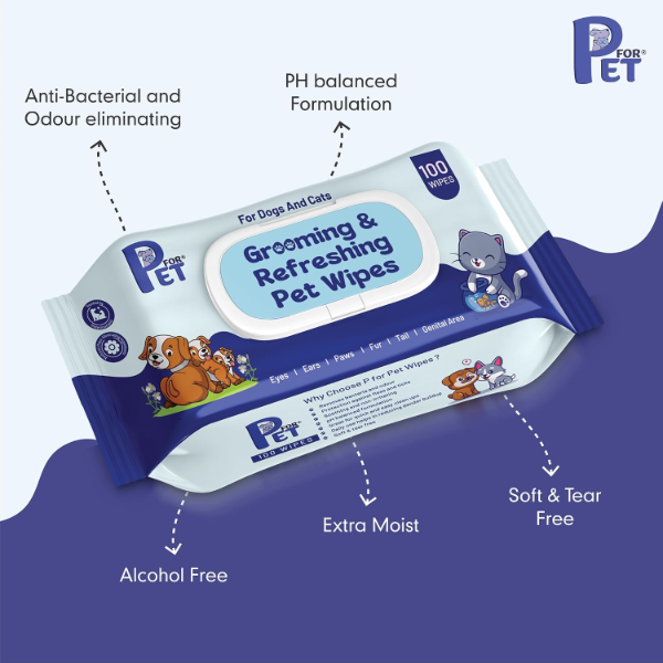Resealable pet cleaning wipes pack with 100 wipes