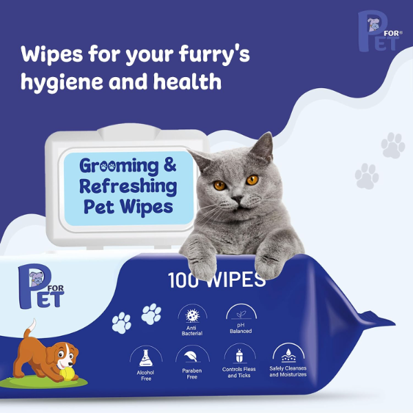 Biodegradable pet grooming wipes for paws face and coat