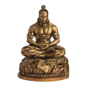Hanuman Meditation Murti, 12 Inch Marble Bajrang Bali Idol for Home Temple and Pooja Room Decor