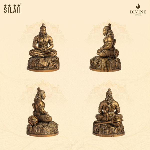 Hanuman Meditation Murti, 12 Inch Bajrang Bali Idol for Spiritual Gifting and Temple Decor