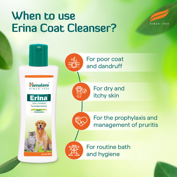 Himalaya Erina Dog Coat Cleanser Ayurvedic grooming product for routine bathing and coat maintenance