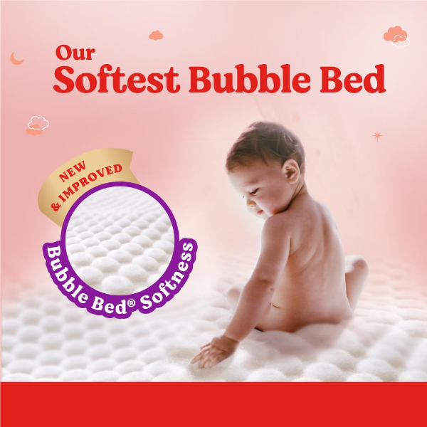 Huggies medium diaper pants with Bubble Bed technology for a soft inner layer