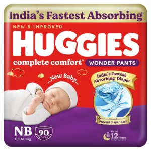 Huggies newborn baby diapers Wonder Pants XS pack for babies weighing 0-5 kg, 90 count