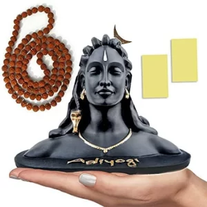 JD FRESH Adiyogi Shiva Statue resin idol with rudraksh mala for home, office and dashboard display décor