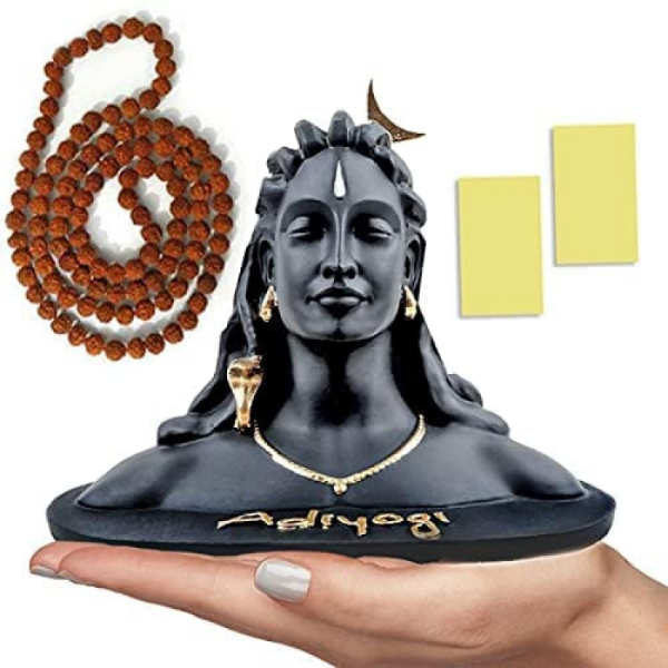 JD FRESH Adiyogi Shiva Statue resin idol with rudraksh mala for home, office and dashboard display décor