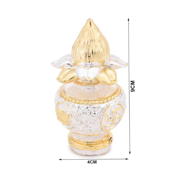 Dhruvs collection Gold Mangal Kalash traditional spiritual showpiece highlighting dual tone plated finish for pooja room display