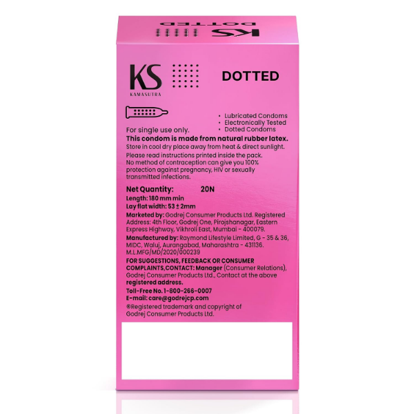 KamaSutra dotted condoms for men in a five-pack containing 60 condoms