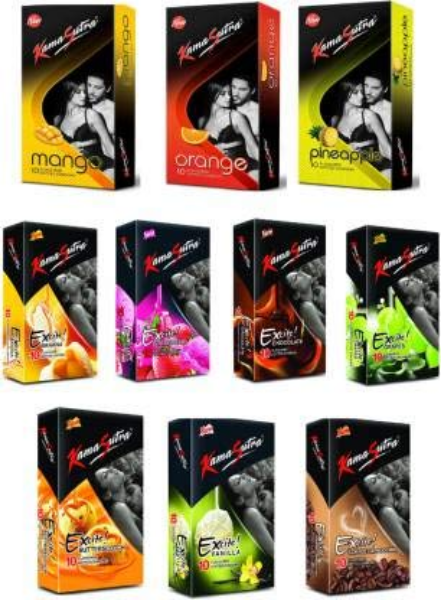 KamaSutra Excite Series basket dotted condoms, lubricated and flavoured, for intimate use