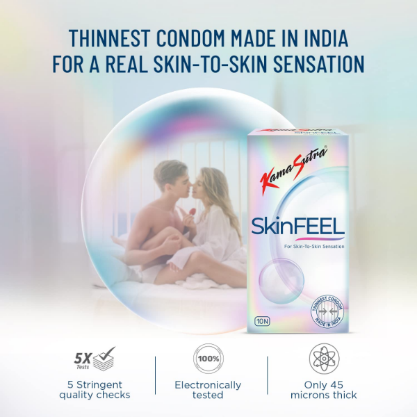 Natural latex thinnest condoms for men with SkinFEEL design and thin feel for everyday use