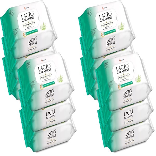 Lacto Calamine Daily Cleansing Face Wipes makeup remover wipes with Aloe Vera Cucumber and Vitamin E