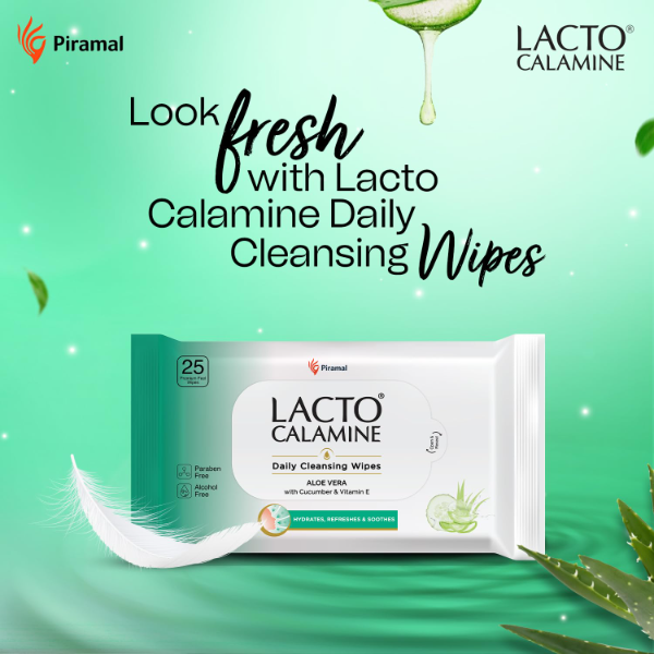 Lacto Calamine Daily Cleansing Face Wipes makeup remover wipes with alcohol free cleansing formula