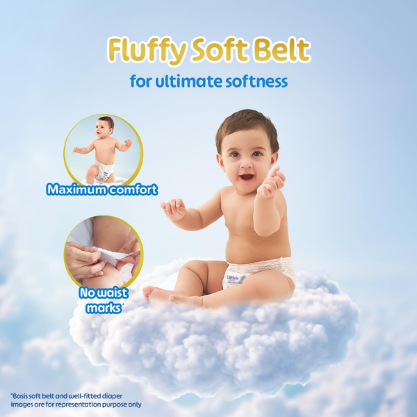 Little's Baby Diapers with wetness indicator changing from yellow to blue for easy changes