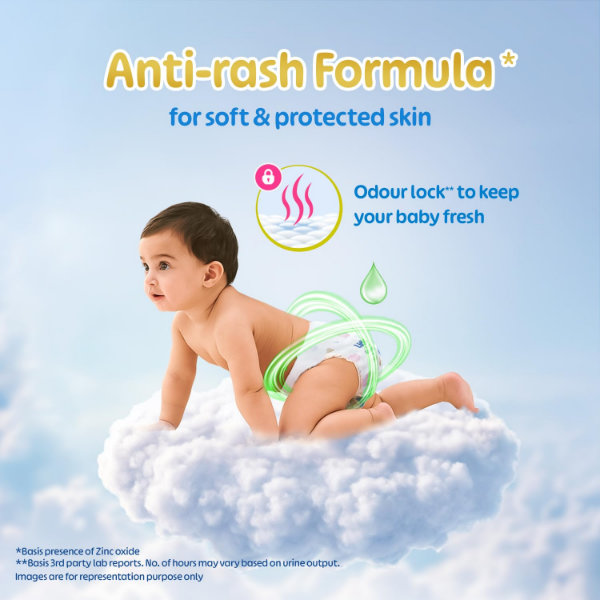 Little's Baby Diapers Large 62 count with anti-rash formula and listed skin care features
