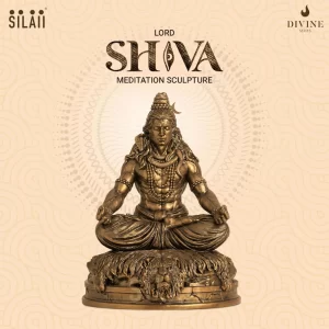 12 inch Shiva meditation statue showing Lord Mahadev in a peaceful seated pose for home decor