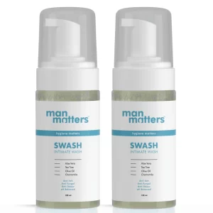 Man Matters Men's Intimate Wash bottle with Aloe Vera and Tea Tree for daily intimate hygiene care