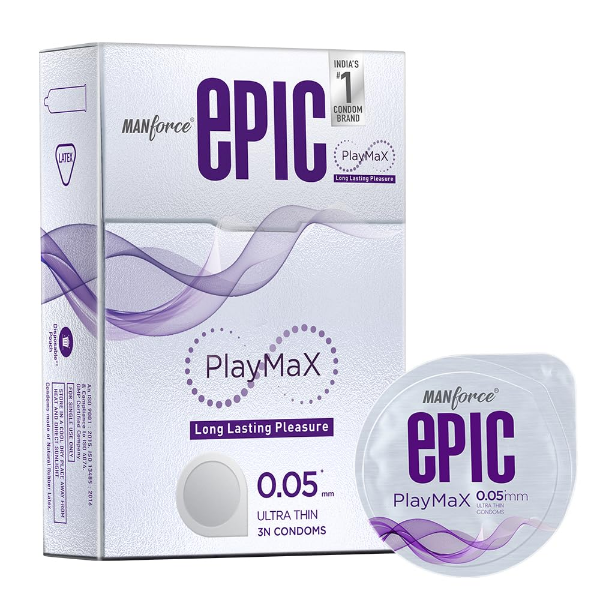 Manforce delay condoms with 0.05 mm ultra-thin design and easy-peel packaging for convenient use