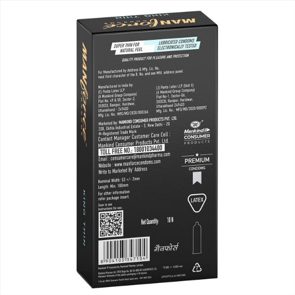 Manforce King Thin ultra-thin condoms in an unflavoured pack of 10