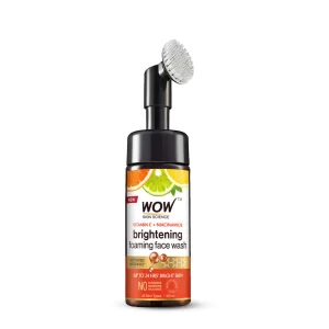 WOW Skin Science Vitamin C Face Wash foaming cleanser with built in brush for deep daily facial cleansing