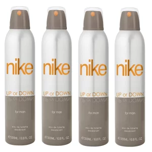 Nike deodorant men quad pack showing four 200ml body spray cans designed for everyday freshness and odour protection
