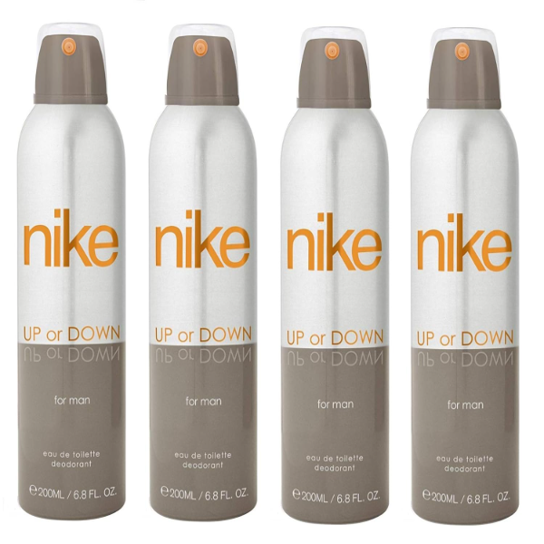 Nike deodorant men quad pack showing four 200ml body spray cans designed for everyday freshness and odour protection