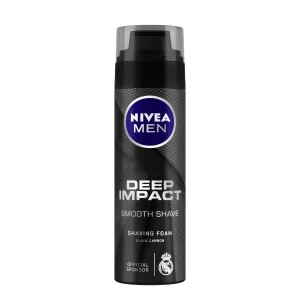 NIVEA MEN Deep Impact Shaving Foam for men's shaving foam with Black Carbon for smooth daily shaving