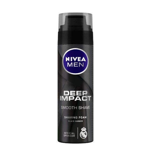 NIVEA MEN Deep Impact Shaving Foam for men's shaving foam with Black Carbon for smooth daily shaving