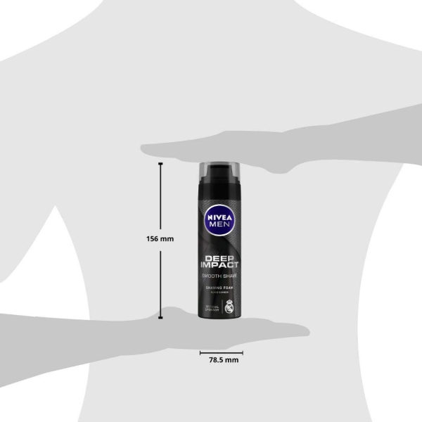 NIVEA MEN Deep Impact Shaving Foam men's shaving foam bottle for comfortable close facial shaving