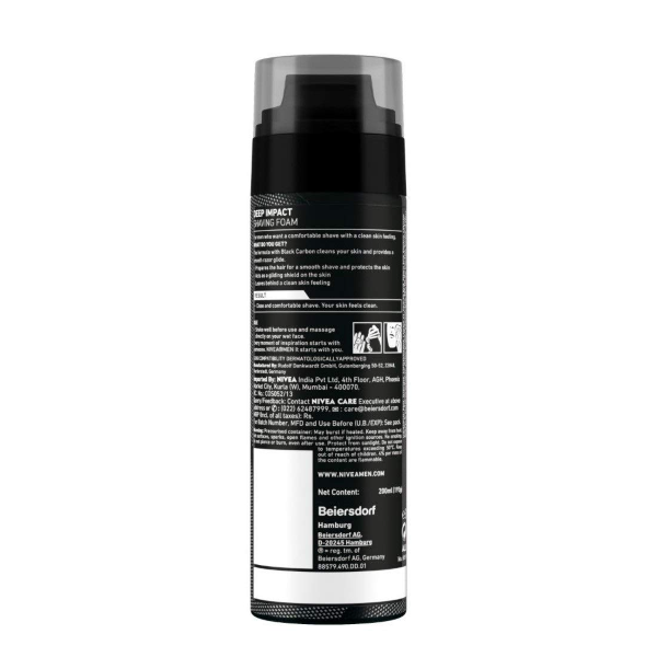 NIVEA MEN Deep Impact Shaving Foam men's shaving foam for clean comfortable shaving routine