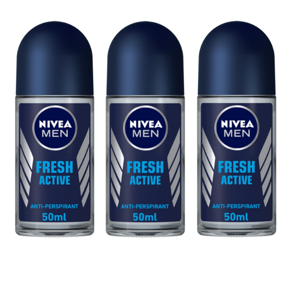 NIVEA Men Roll On Deodorant featuring Deep Impact Cool Kick and Fresh Active for lasting freshness