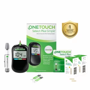 OneTouch Select Plus Blood Glucose Monitor kit with test strips and lancets for accurate home blood sugar testing