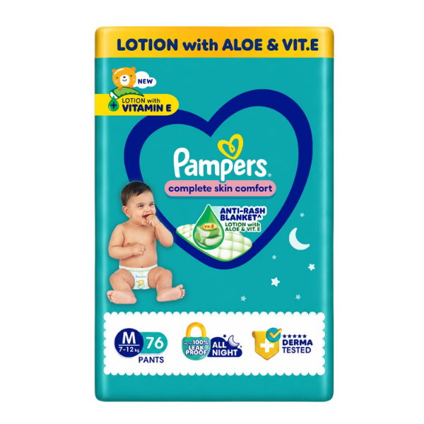 Pampers medium diaper pants Complete Skin Comfort 76 count for babies weighing 7-12kg
