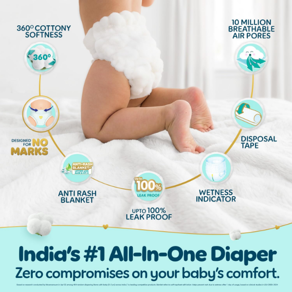 Pampers large baby diapers with aloe vera lotion and anti-rash protection for everyday comfort