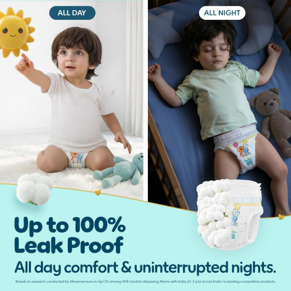 Pampers large baby diapers with 12-hour leak-lock and wetness indicator for timely changes