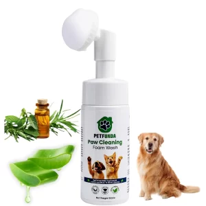 Paw cleaning foam brush for dogs and cats with integrated silicone scrubber for gentle everyday paw cleaning