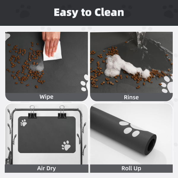 PADOOR Pet Feeding Mat with waterproof rubber backing for protecting floors from spilled water