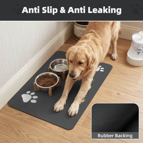 PADOOR Pet Feeding Mat absorbent quick drying surface for messy dog and cat drinkers at mealtimes