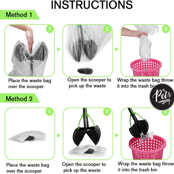 Pack of three folding dog poop scoopers for convenient everyday pet waste collection and cleanup