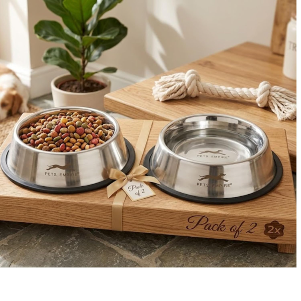 Large Stainless Steel Dog Bowl with 700ml capacity for everyday feeding and fresh water for dogs