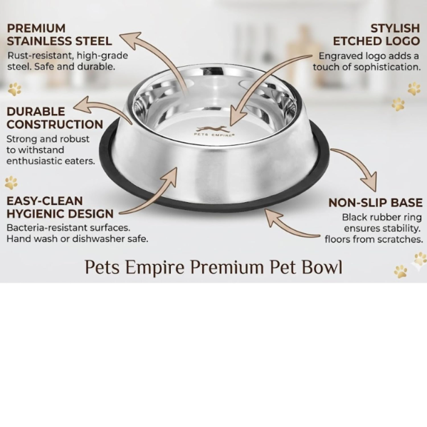 Pets Empire Stainless Steel Dog Bowl suitable for medium breed adult dogs and giant breed puppies daily