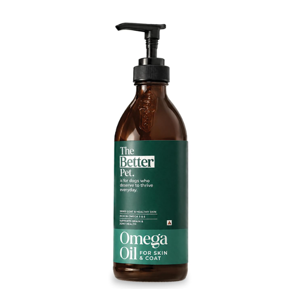 Fish Oil for Dogs daily supplement emphasising Omega 3 6 9 for healthy skin shiny coat and joint support