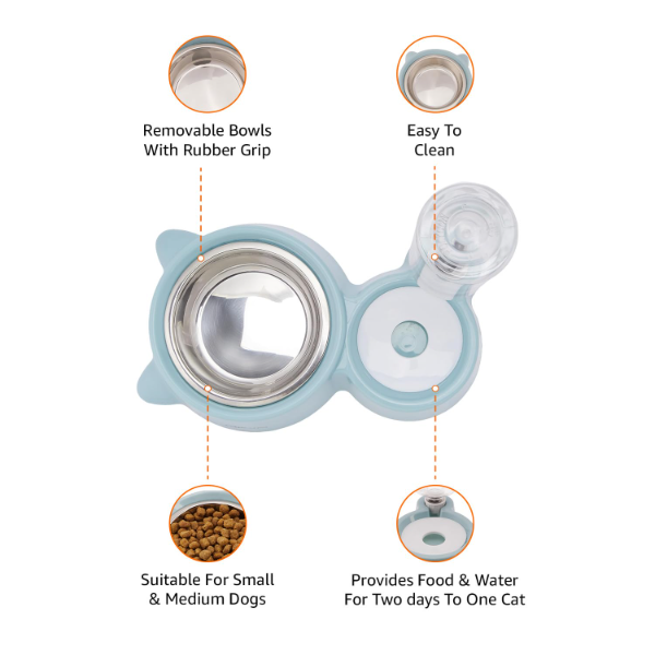 2 In 1 Pet Feeder suitable for cats dogs puppies and kittens with automatic water refill system