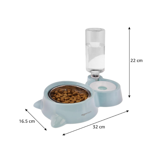 2 In 1 Pet Feeder with automatic siphon water dispenser and stainless steel food bowl for everyday feeding