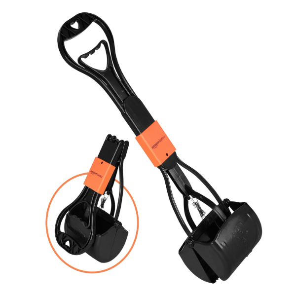 Konica Basics folding jaw poop scooper with wide clamping jaws for convenient pet waste collection outdoors