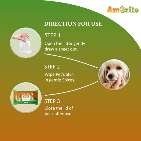 Anti-Bacterial Pet Wipes for daily care grooming and gentle cleaning of dogs puppies and household pets