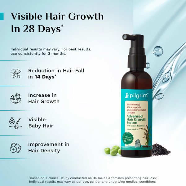 Pilgrim Hair Growth Serum designed to help improve hair density and reduce visible hair fall over time