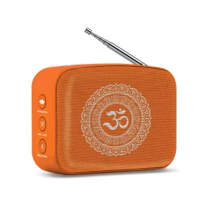 Saregama Carvaan Mini 2.0 Bhakti Music Player with Bluetooth FM AM radio and devotional songs displayed